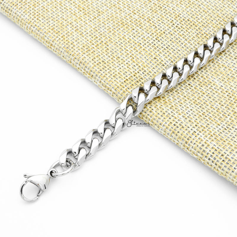 Stainless Steel Beveled Cuban Chain Bracelet - 9mm Width-Bracelets, Jewellery, Men's Bracelet, Men's Jewellery, Stainless Steel, Stainless Steel Bracelet-SB0004-2-Glitters