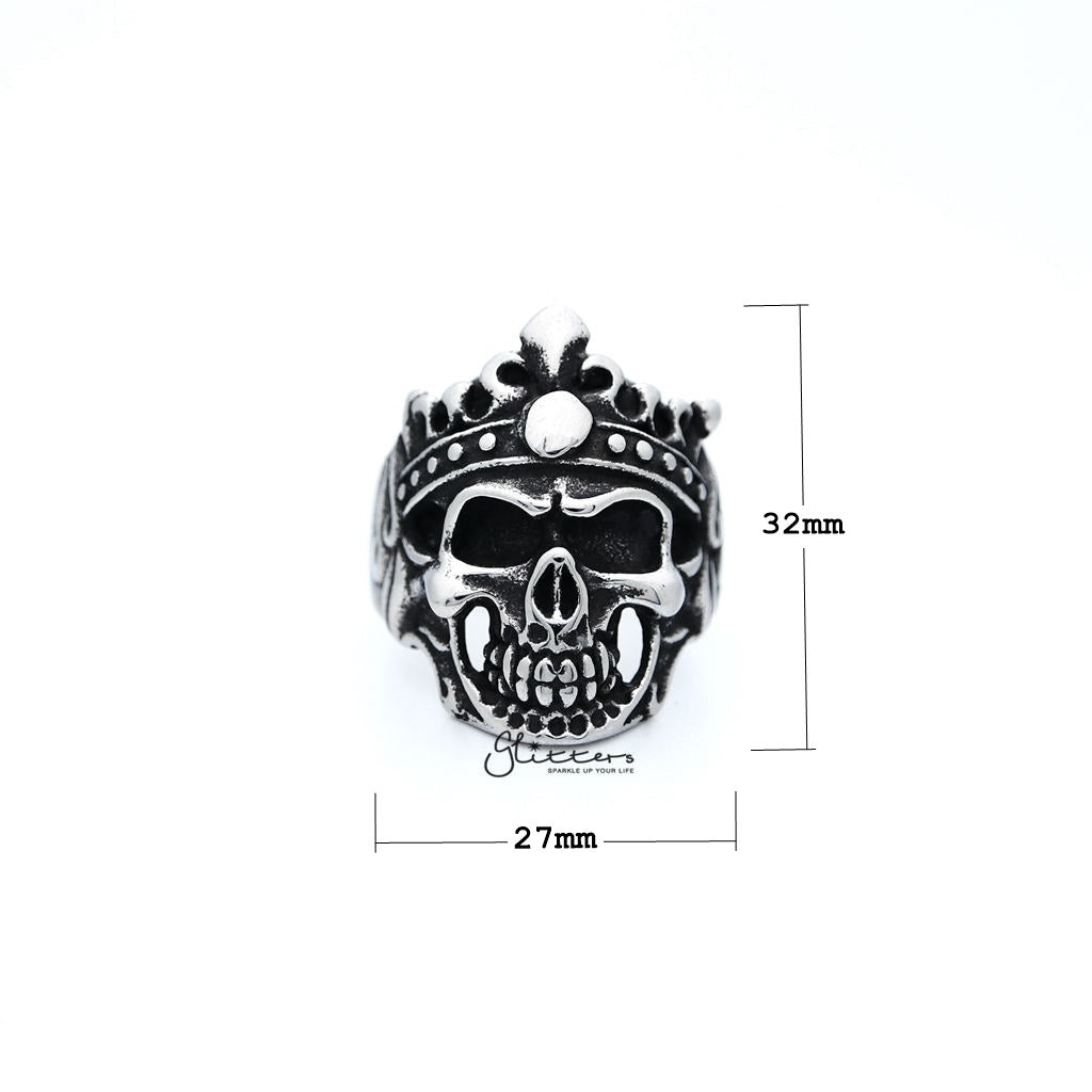 Men's Antiqued Stainless Steel Skull King Casting Rings-Jewellery, Men's Jewellery, Men's Rings, Rings, Stainless Steel, Stainless Steel Rings-SR0193-1000-01_New-Glitters