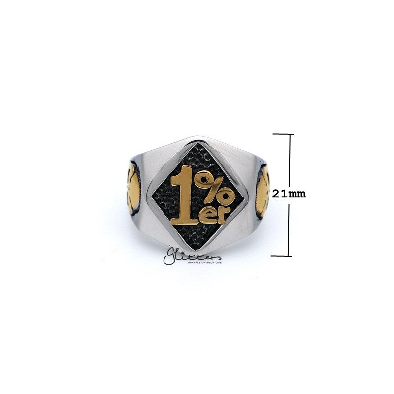 Stainless Steel 1% er One Percenter Two Tone Casting Men's Rings-Jewellery, Men's Jewellery, Men's Rings, Rings, Stainless Steel, Stainless Steel Rings-SR0206_800-01_New-Glitters