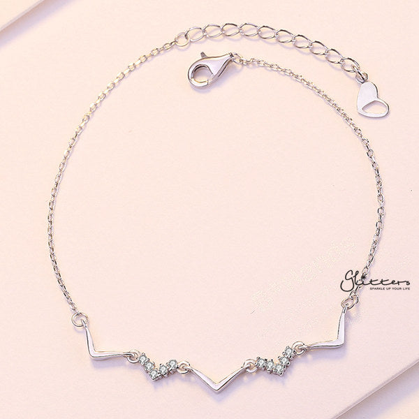 Sterling Silver ZigZag with C.Z Women's Bracelet-Bracelets, Cubic Zirconia, Jewellery, Sterling Silver Bracelets, Women's Bracelet, Women's Jewellery-SSB0022_02-Glitters