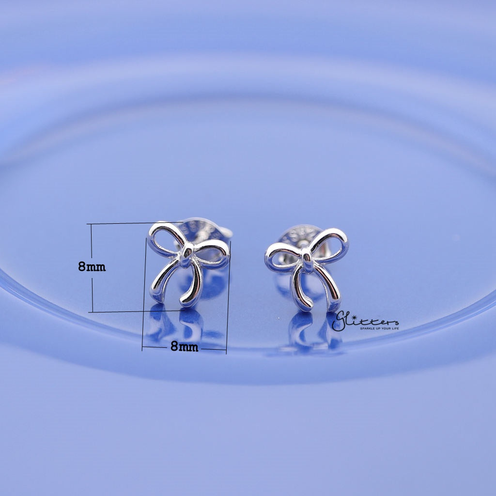 Sterling Silver Bow Women's Stud Earrings-earrings, Jewellery, Stud Earrings, Women's Earrings, Women's Jewellery-SSE0254_1000-02_New-Glitters