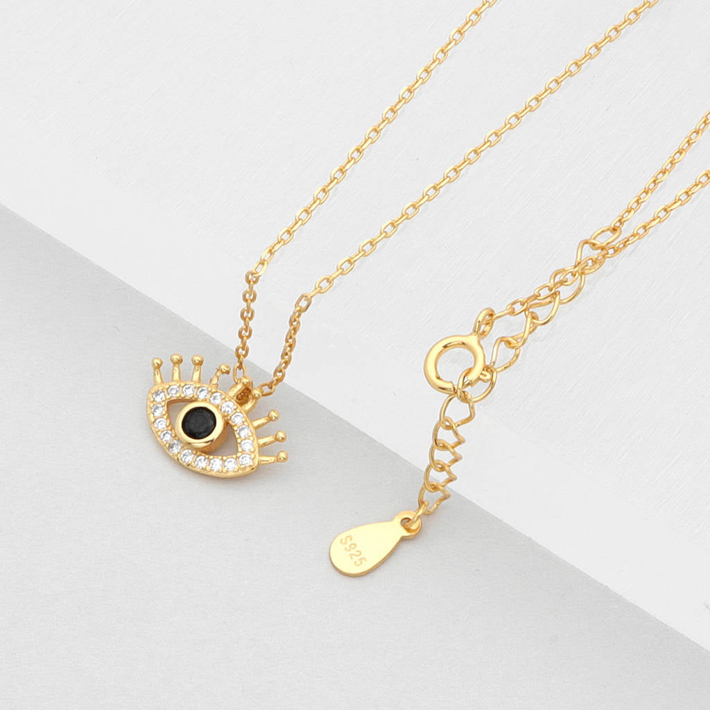 Sterling Silver Evil Eye Necklace-Cubic Zirconia, Jewellery, Necklaces, New, Sterling Silver Necklaces, Women's Jewellery, Women's Necklace-SSP0186-G3_1000-Glitters