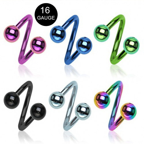 16GA Titanium Ion Plated over Surgical Steel Twist Circulars-Body Piercing Jewellery, Sale, Twist-TT-X-Glitters