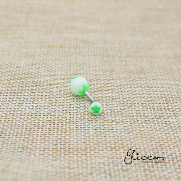 14 Gauge Acrylic Flower Balls Belly Button Ring - Green-Belly Ring, Body Piercing Jewellery, Sale-bj0062-Flower02-Glitters