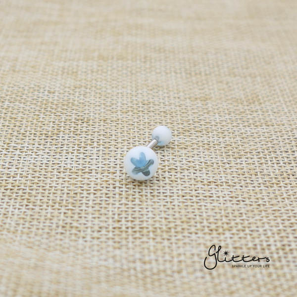 14 Gauge Acrylic Flower Balls Belly Button Ring - Light Blue-Belly Ring, Body Piercing Jewellery, Sale-bj0062-Flower08-Glitters