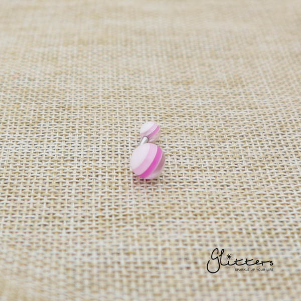 14 Gauge Acrylic Multi Color Strips Balls Belly Button Ring - Purple-Belly Ring, Body Piercing Jewellery, Sale-bj0062-strip32-Glitters