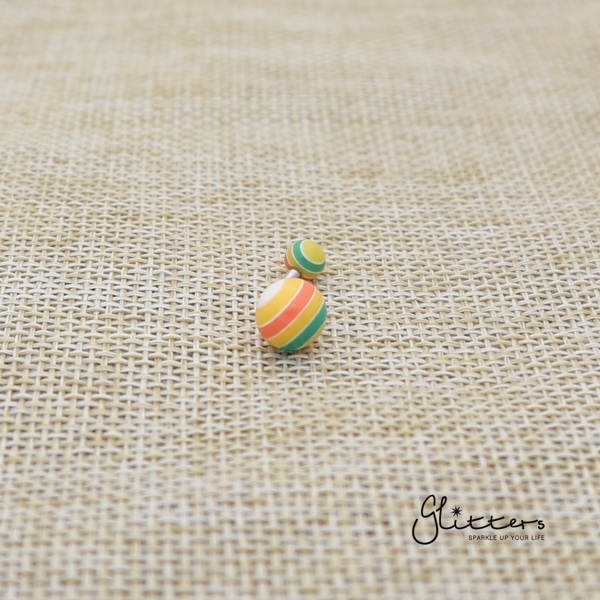 14 Gauge Acrylic Multi Color Strips Balls Belly Button Ring - Yellow-Belly Ring, Body Piercing Jewellery, Sale-bj0062-strip38-Glitters