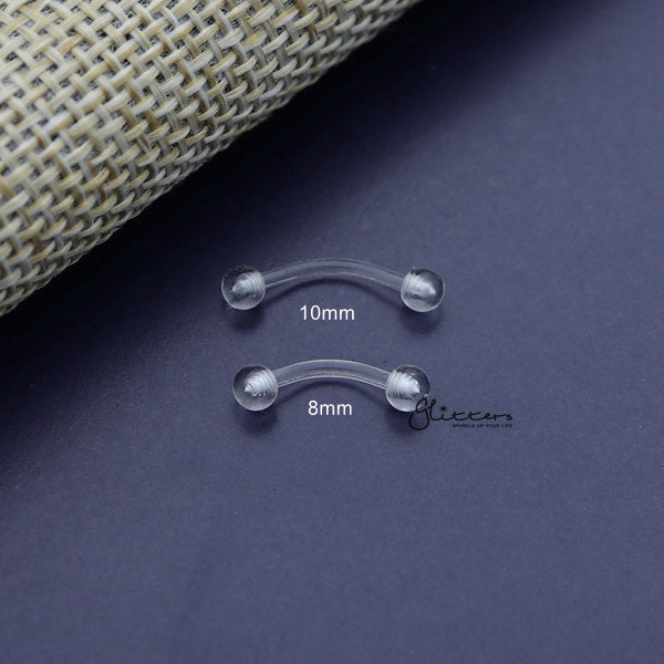 16 Gauge Curved Invisible Eyebrow Retainer with Clear Balls-Body Piercing Jewellery, Eyebrow, Invisible, Retainer-eb0003-new_01-Glitters