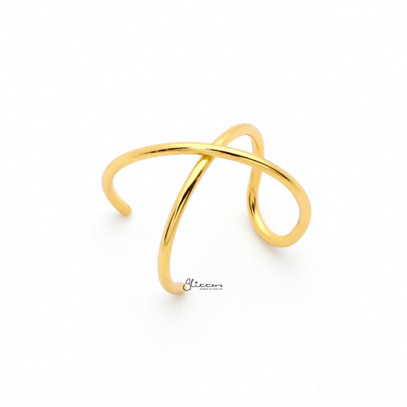 Non Pierced Sterling Silver Cross Line Conch Ear Cuff - Gold-Body Piercing Jewellery, Conch Earrings, Ear Cuffs, earrings, Jewellery, Non-Pierced, Women's Earrings, Women's Jewellery-ec0066-g2_800-Glitters