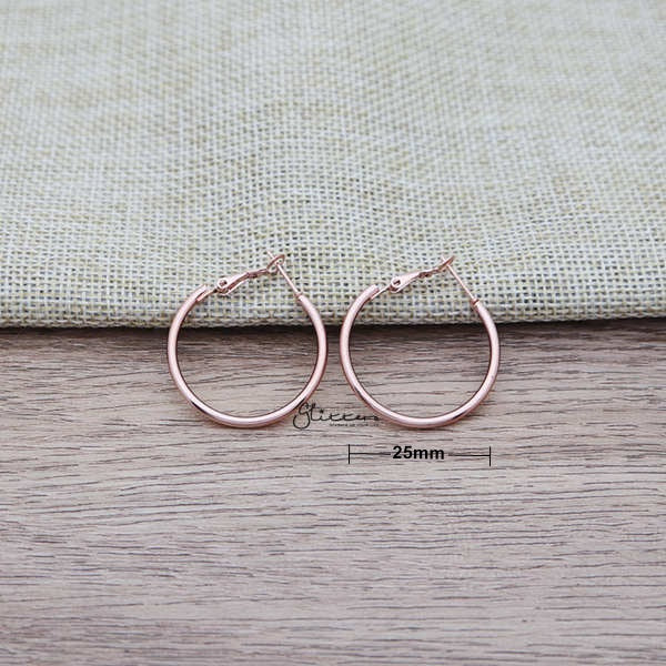 Stainless Steel Plain Wire Circle Hoop Women's Earrings - Rose Gold-earrings, Hoop Earrings, Huggie Earrings, Jewellery, Stainless Steel, Women's Earrings, Women's Jewellery-er0080-rg-02_New-Glitters
