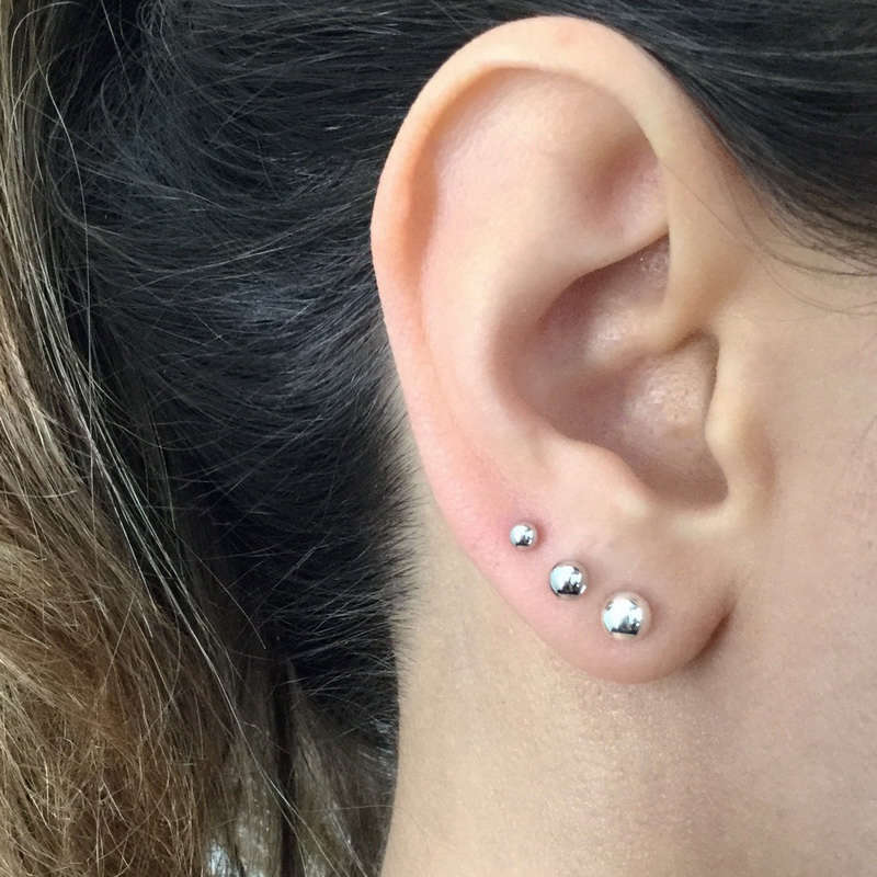 925 Sterling Silver Plain Ball Stud Earrings-3mm | 4mm | 5mm-earrings, Jewellery, Men's Earrings, Men's Jewellery, Stud Earrings, Women's Earrings, Women's Jewellery-er0324-3-Glitters