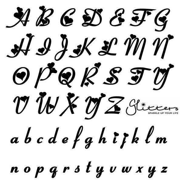 Personalized Sterling Silver Name Necklace-Heart Font-name necklace, Personalized, Silver name necklace-fiofont_sml-Glitters