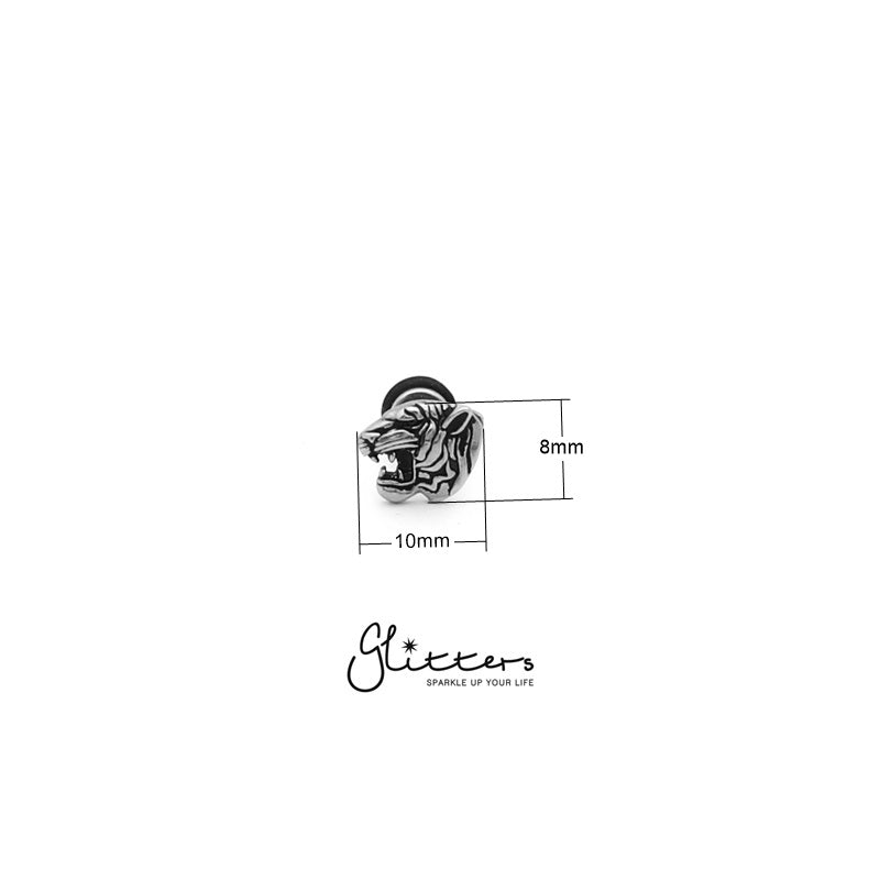 Stainless Steel Tiger Head Fake Plug-Body Piercing Jewellery, earrings, Fake Plug, Jewellery, Men's Earrings, Men's Jewellery, Stainless Steel-fp0099_2__New-Glitters