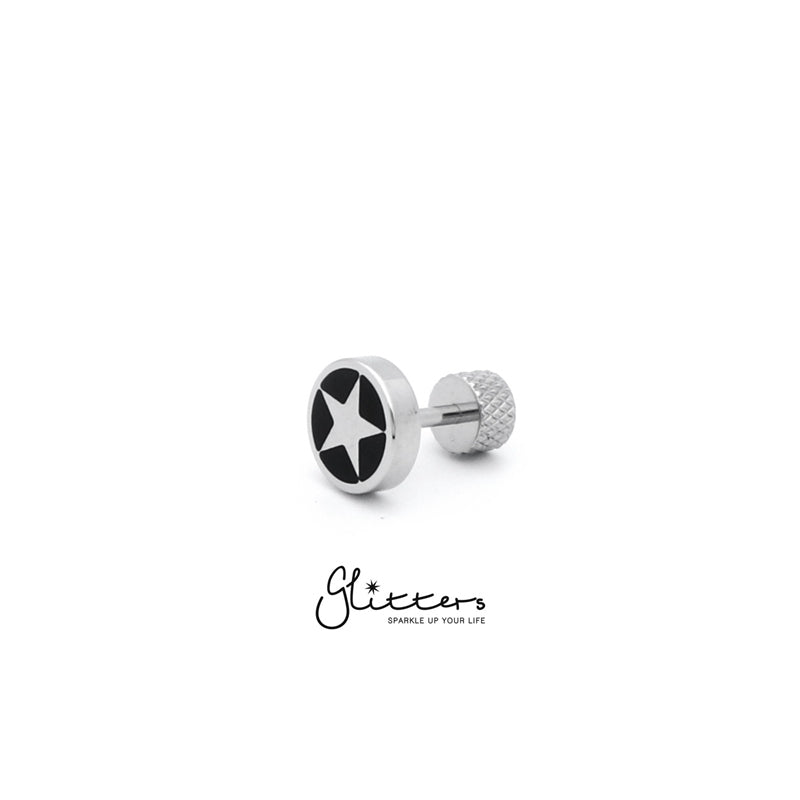 Stainless Steel Star Fake Plug-Body Piercing Jewellery, earrings, Fake Plug, Jewellery, Men's Earrings, Men's Jewellery, Stainless Steel-fp0122_1-Glitters