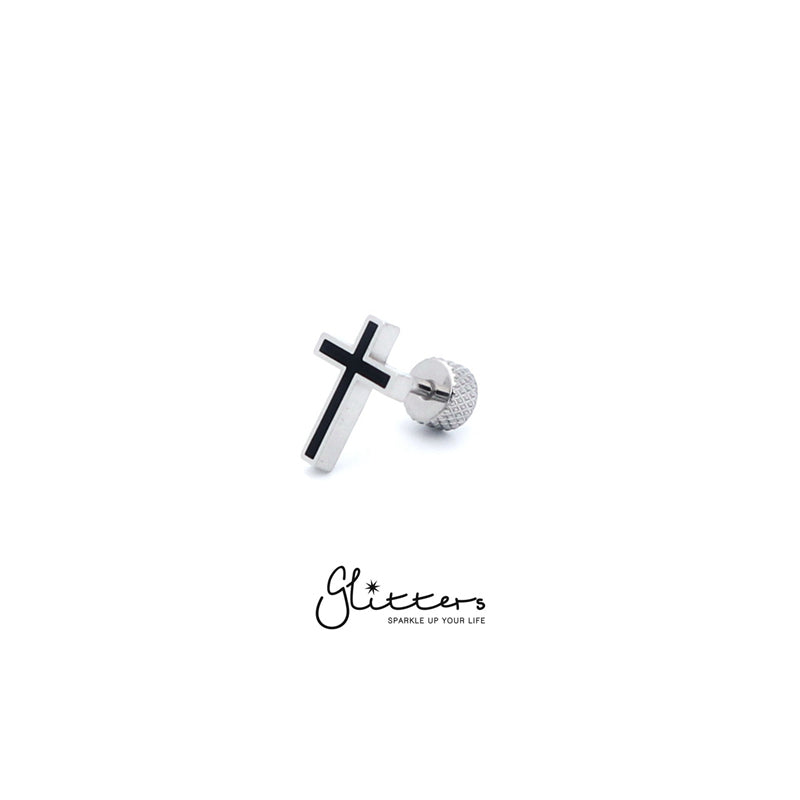Stainless Steel Cross Fake Plug-Body Piercing Jewellery, earrings, Fake Plug, Jewellery, Men's Earrings, Men's Jewellery, Stainless Steel-fp0135_1-Glitters