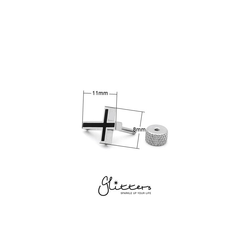 Stainless Steel Cross Fake Plug-Body Piercing Jewellery, earrings, Fake Plug, Jewellery, Men's Earrings, Men's Jewellery, Stainless Steel-fp0135_2__New-Glitters