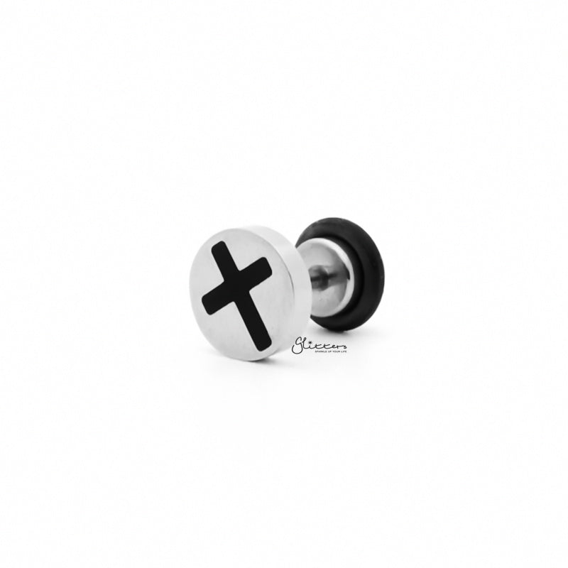 Stainless Steel Latin Cross Fake Plug Earring-Body Piercing Jewellery, earrings, Fake Plug, Jewellery, Men's Earrings, Men's Jewellery, Stainless Steel-fp0175-1_1-Glitters
