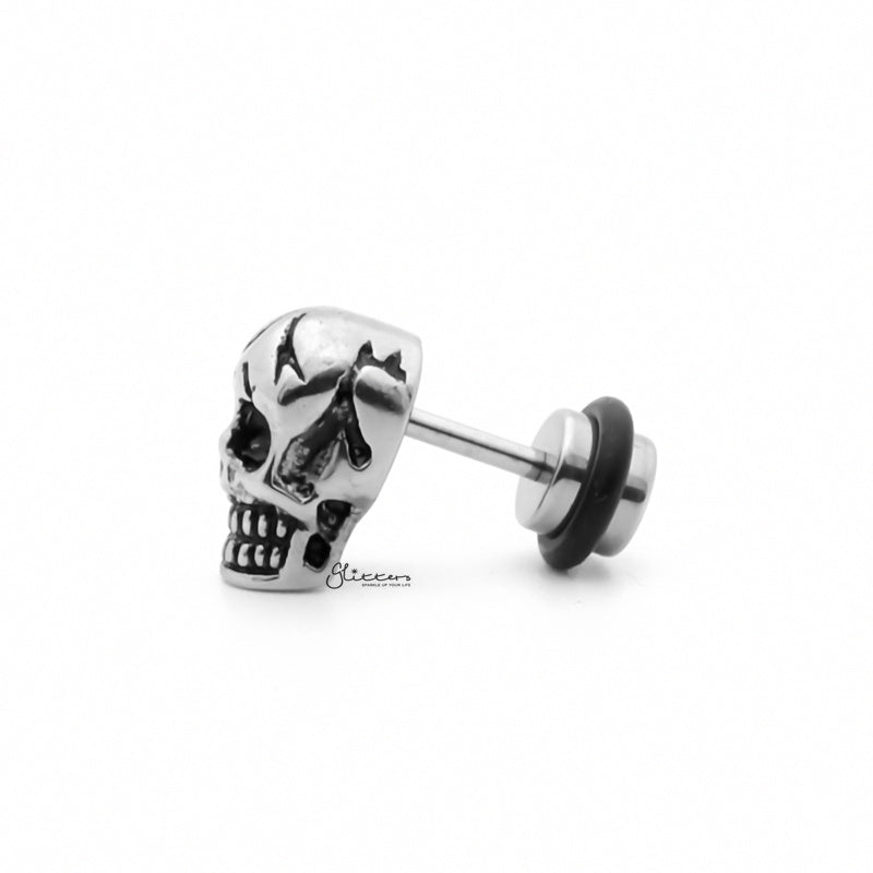 Stainless Steel Skull Head Fake Plug Earring-Body Piercing Jewellery, earrings, Fake Plug, Jewellery, Men's Earrings, Men's Jewellery, Stainless Steel-fp0183-2_1-Glitters