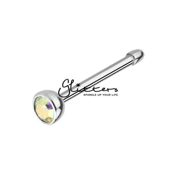 20GA 316L Surgical Steel Press Fit Nose Bone with C.Z-Body Piercing Jewellery, Nose Piercing Jewellery, nose pin, Nose Studs-ns0007-ab-Glitters