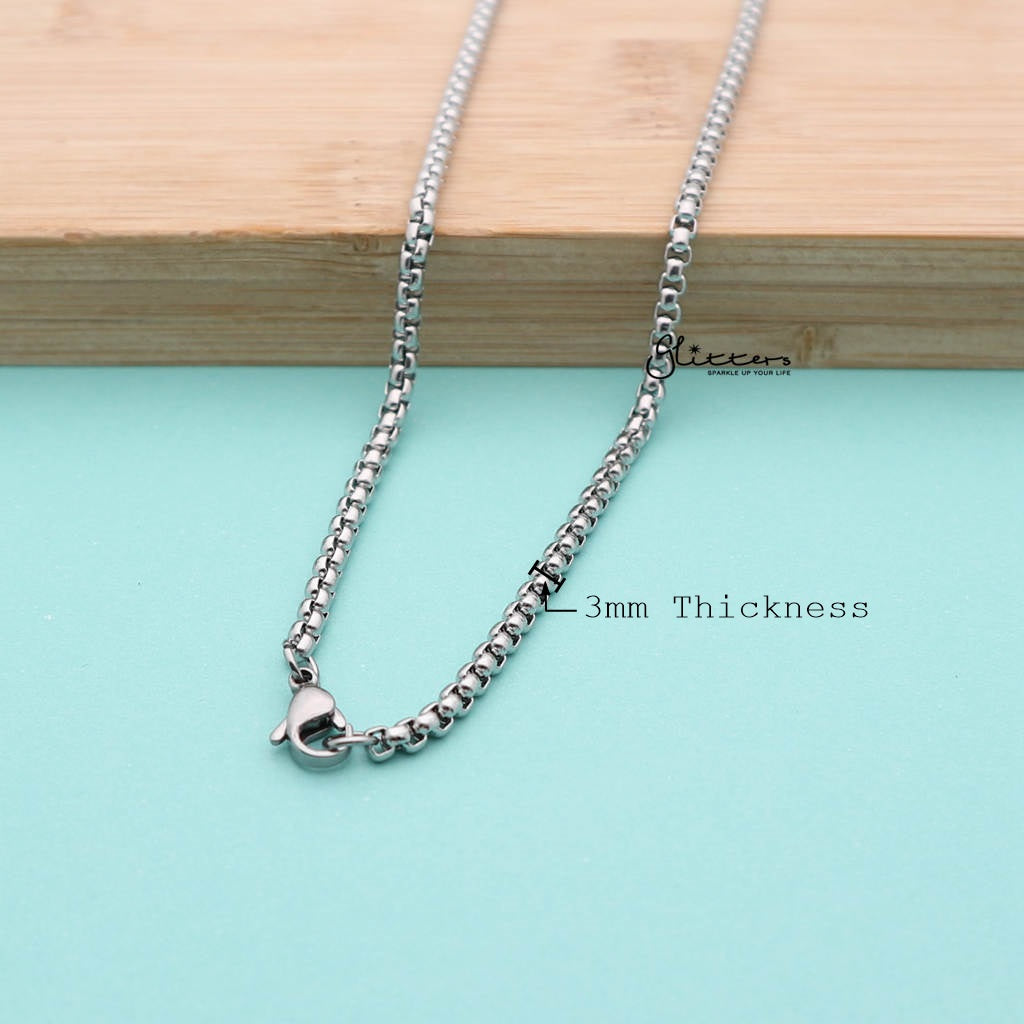 Men's Stainless Steel Classic Rolo Cable Chain Necklaces - 3mm width | 61cm length-Chain Necklaces, Jewellery, Men's Chain, Men's Jewellery, Men's Necklace, Necklaces, Pendant Chain, Stainless Steel, Stainless Steel Chain-sp0080_1000-01_New-Glitters