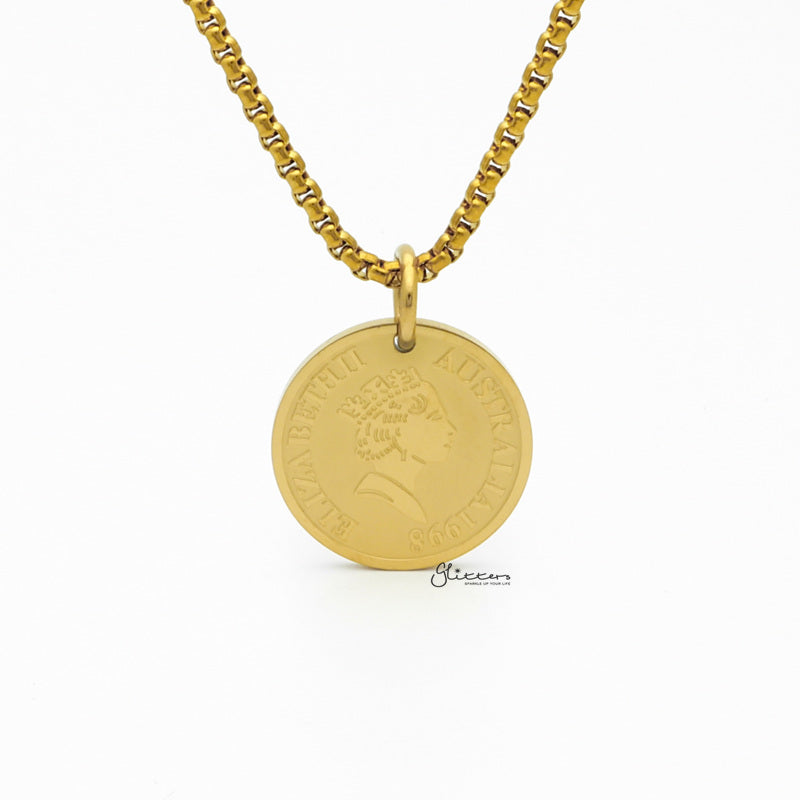 Stainless Steel Queen Elizabeth II Pendant - Gold-Jewellery, Men's Jewellery, Men's Necklace, Necklaces, Pendants, Stainless Steel, Stainless Steel Pendant, Women's Jewellery, Women's Necklace-sp0286-g2_1-Glitters