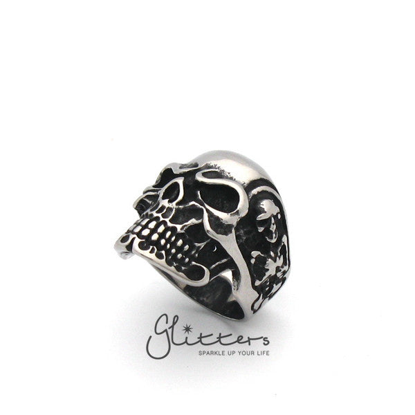 Stainless Steel Gothic Skull Cast Mens Ring-Jewellery, Men's Jewellery, Men's Rings, Rings, Stainless Steel, Stainless Steel Rings-sr0133-3-3-Glitters