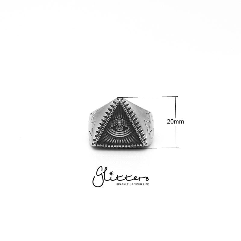 Stainless Steel Triangle All Seeing Eye/Eye of Providence Cast Rings-Jewellery, Men's Jewellery, Men's Rings, Rings, Stainless Steel, Stainless Steel Rings-sr0202_1__New-Glitters
