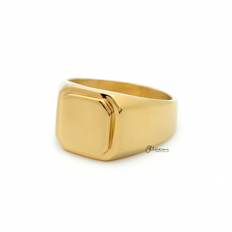 Stainless Steel Square Flat Top Signet Ring - Gold-Jewellery, Men's Jewellery, Men's Rings, Rings, Stainless Steel, Stainless Steel Rings-sr0305-2_1-Glitters
