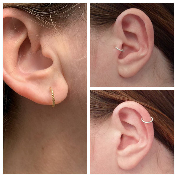 925 Sterling Silver Twist Rope One-Touch Hoop Earrings-Daith, earrings, Hoop Earrings, Jewellery, Tragus, Women's Earrings, Women's Jewellery-sse0358-01-Glitters