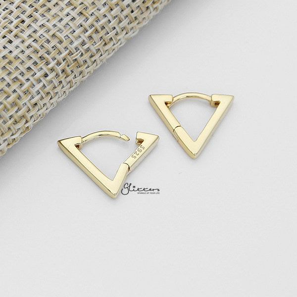 925 Sterling Silver Plain Triangle Shape One-Touch Huggie Earrings-earrings, Hoop Earrings, Jewellery, Women's Earrings, Women's Jewellery-sse0381-g_600-Glitters