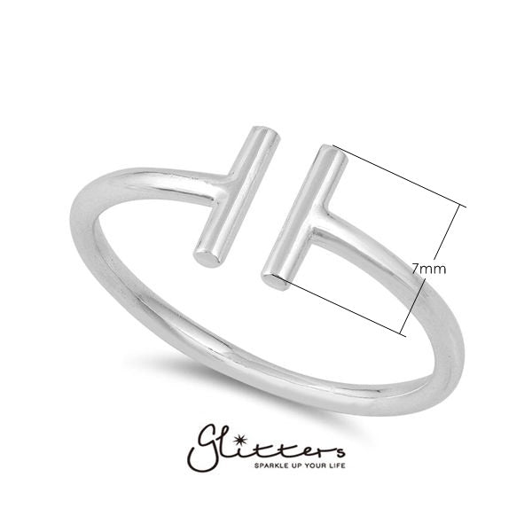 Sterling Silver Double Bar T Women's Rings-Jewellery, Rings, Sterling Silver Rings, Women's Jewellery, Women's Rings-ssr0023-2_New-Glitters