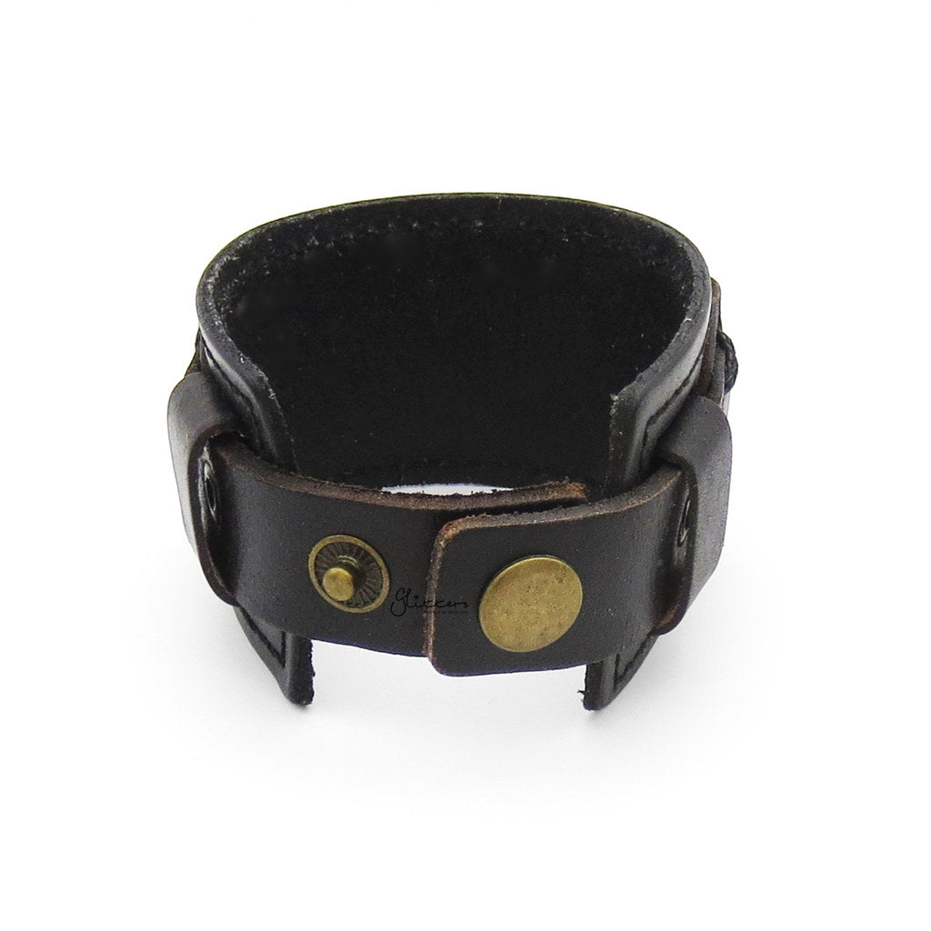 Punk Style Wide Adjustable Leather Wrap Bracelet-Leather Bracelets-3-Glitters