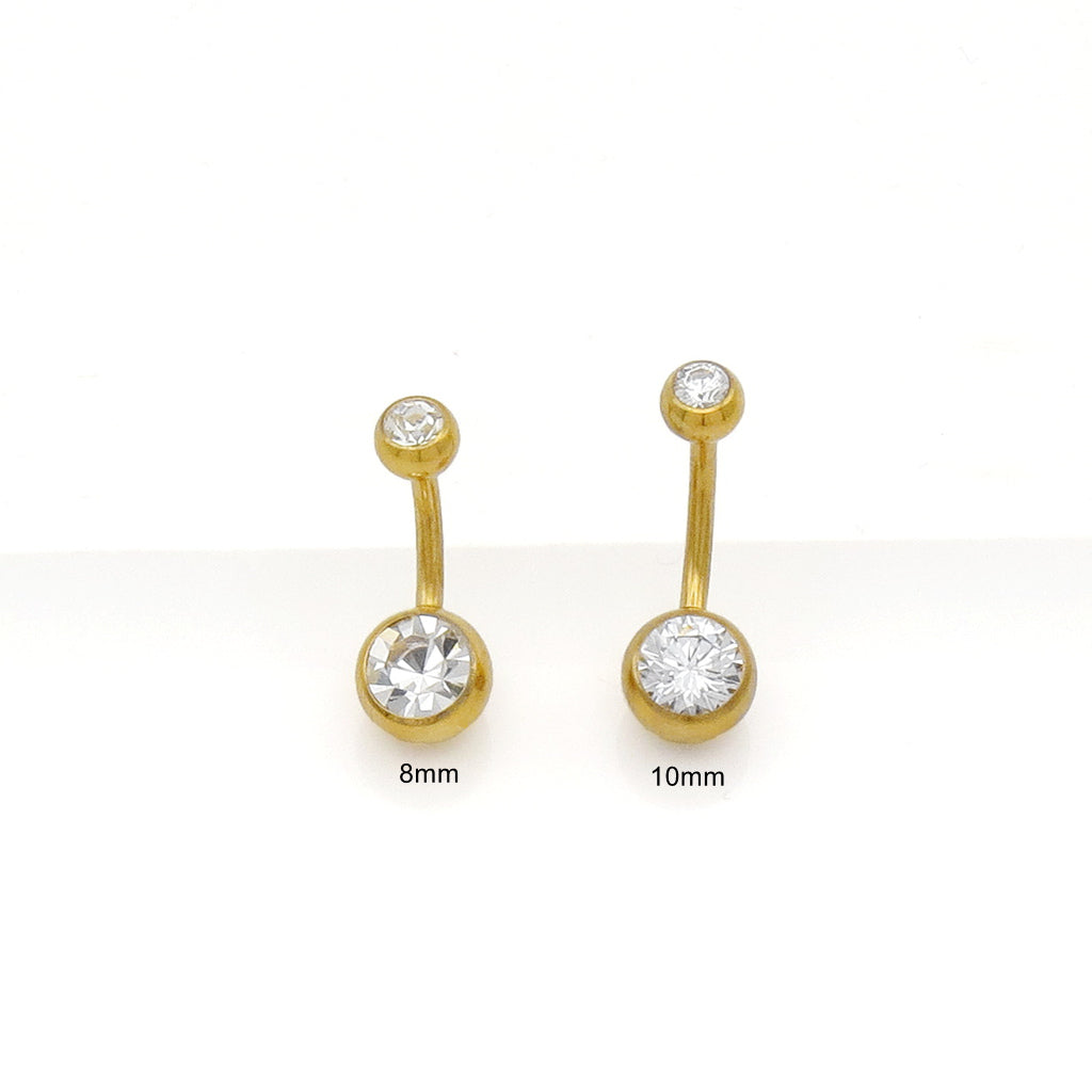 Titanium Double CZ Belly Button Navel Ring - Gold