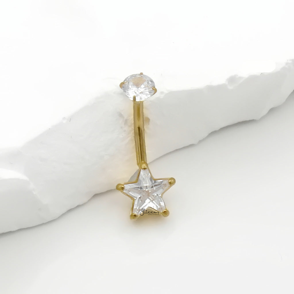 Star CZ Belly Button Navel Ring - Gold