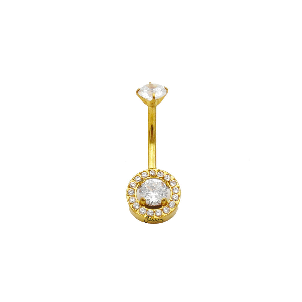 Halo Round CZ Belly Button Navel Ring
