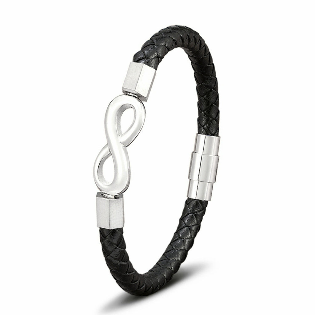 Infinity Pattern Single-Band Leather Bracelet