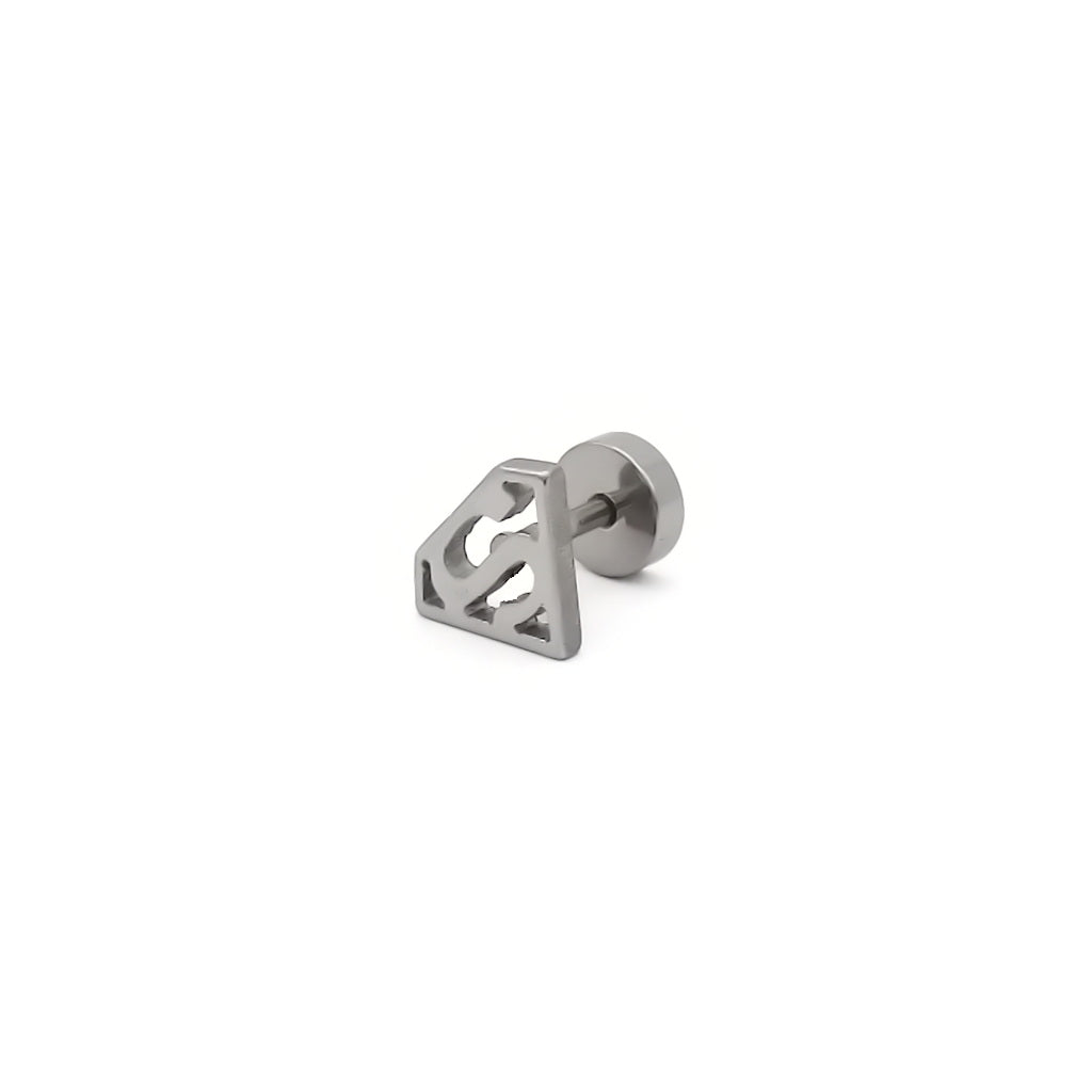 Stainless Steel Cutout S Shield Fake Plug Earring