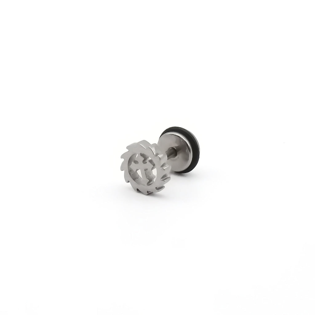 Stainless Steel Cross Gear Fake Plug Earring