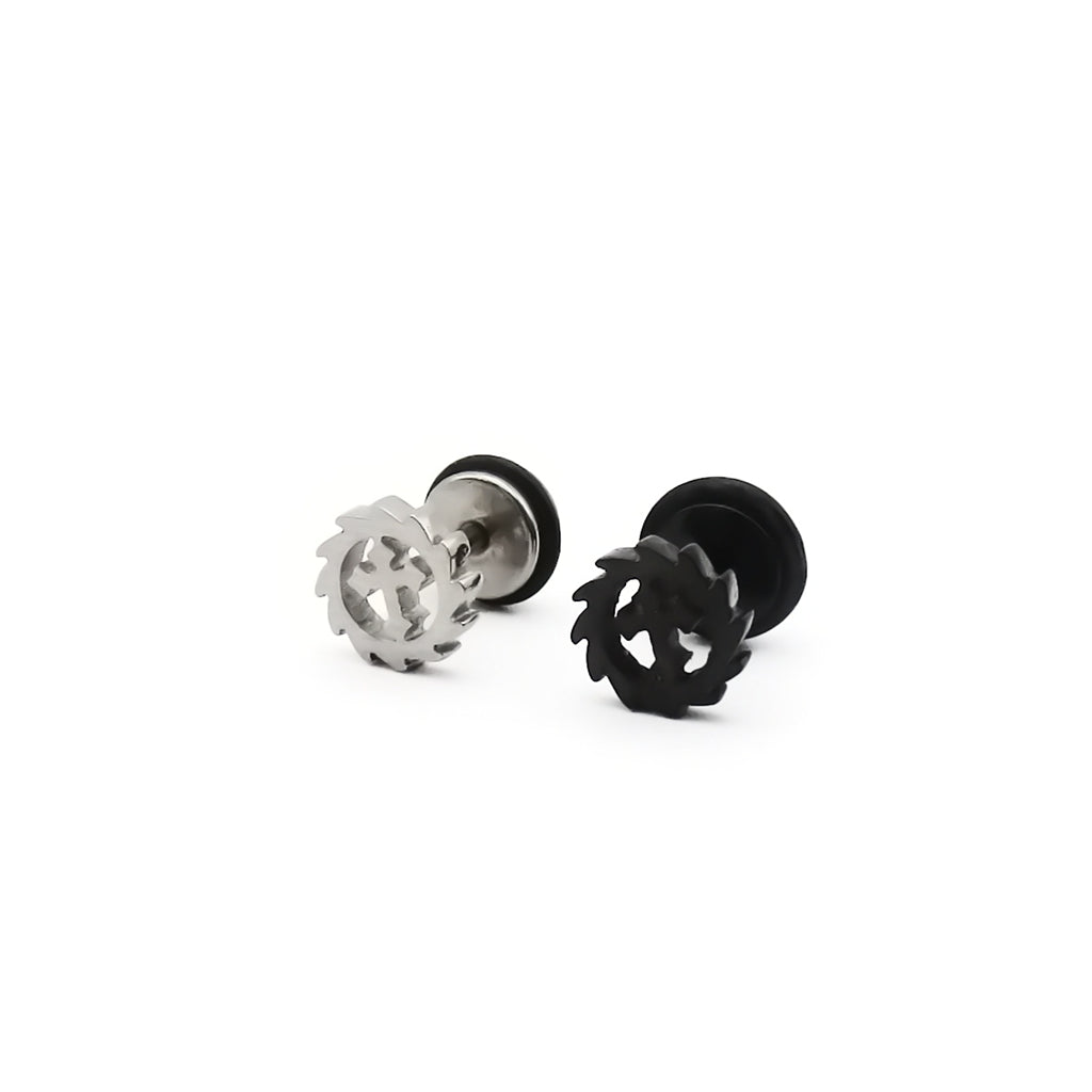 Stainless Steel Cross Gear Fake Plug Earring
