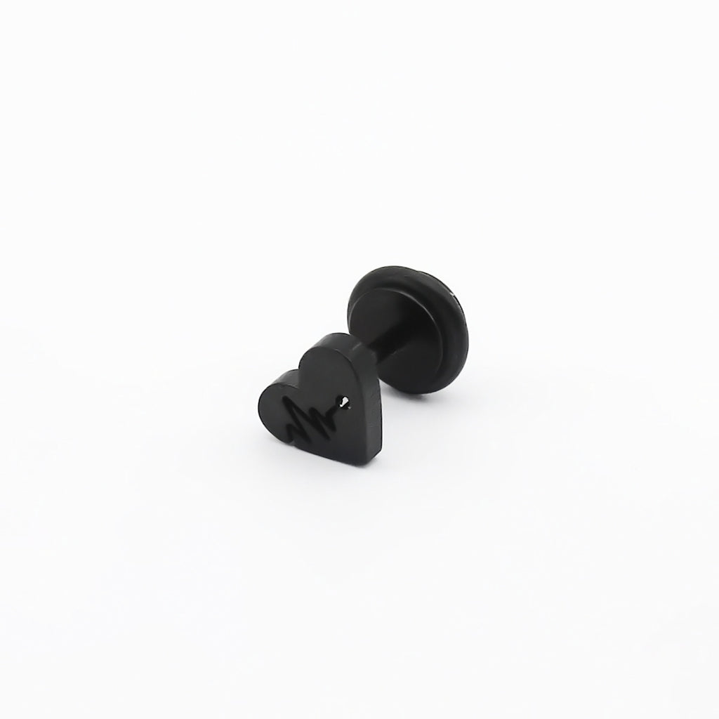 Stainless Steel Heartbeat Heart Fake Plug Earring