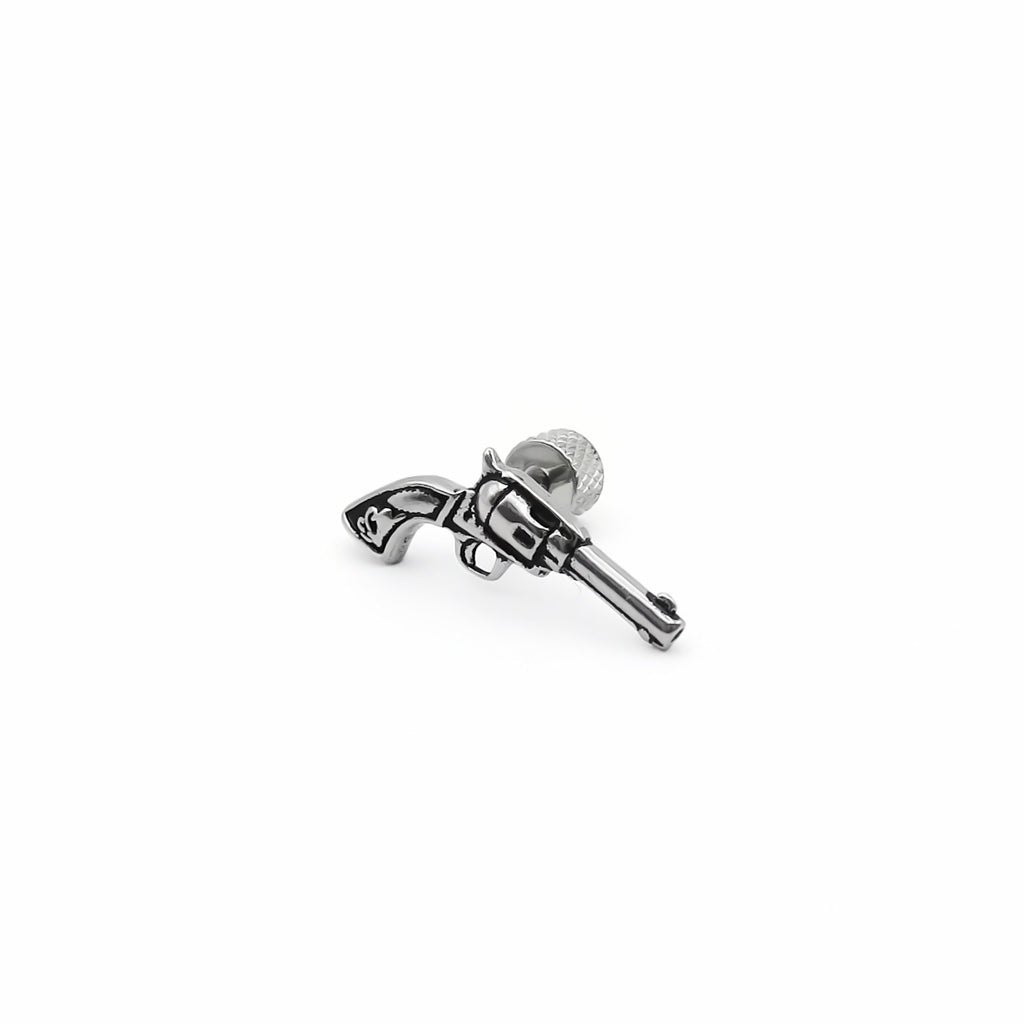 Stainless Steel Gun Revolver Fake Plug Earring-Fake Plugs-4-Glitters