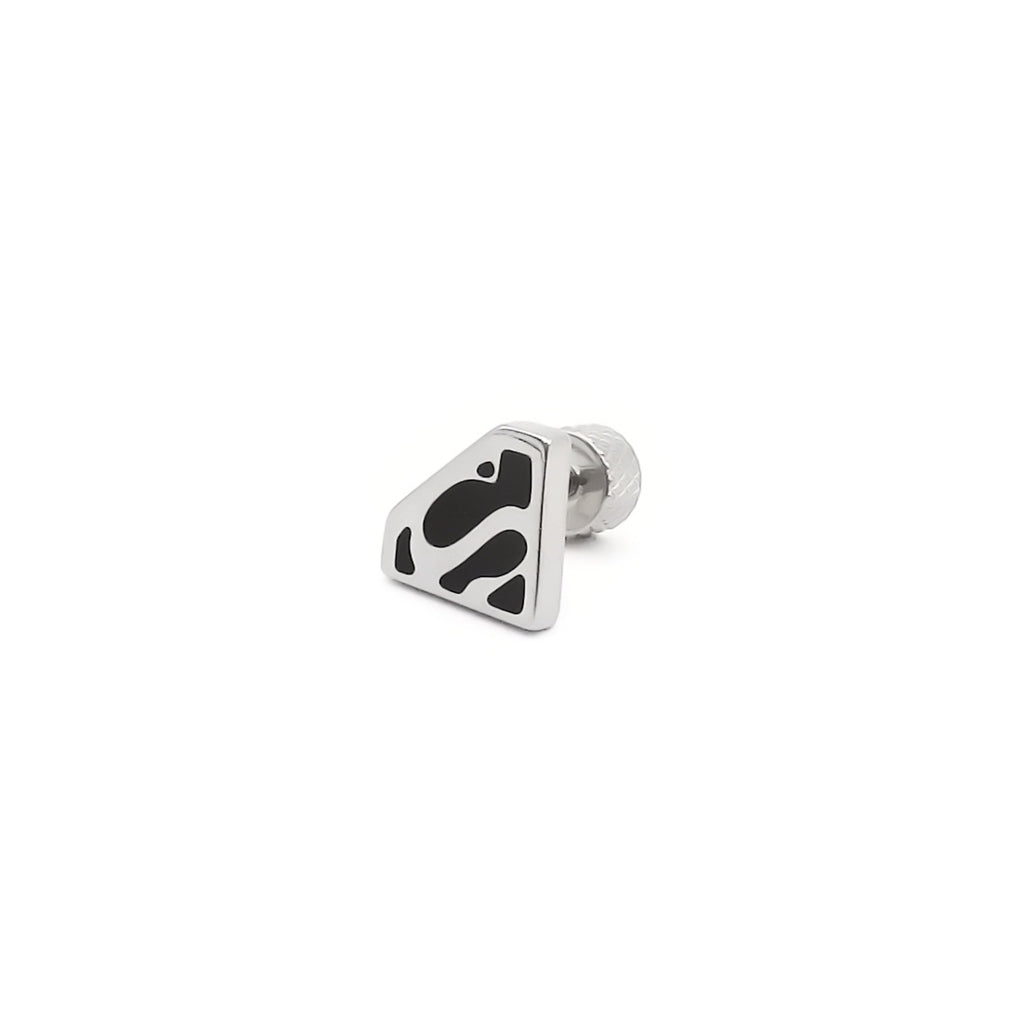 Stainless Steel Black Enamel S Shield Fake Plug Earring-Fake Plugs-2-Glitters