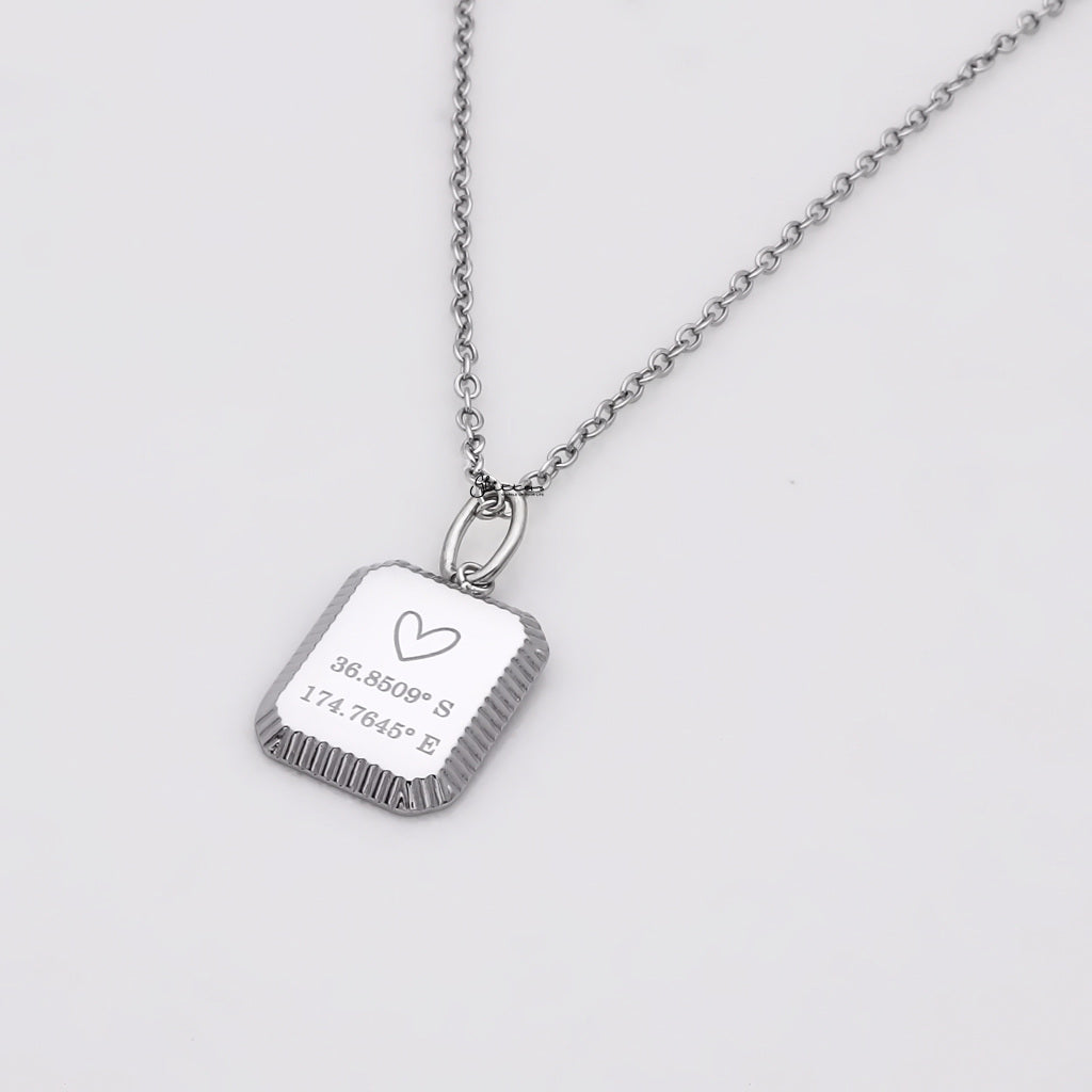 Personalised Embossed Rectangle Pendant Necklace-Personalised Jewellery-4-Glitters