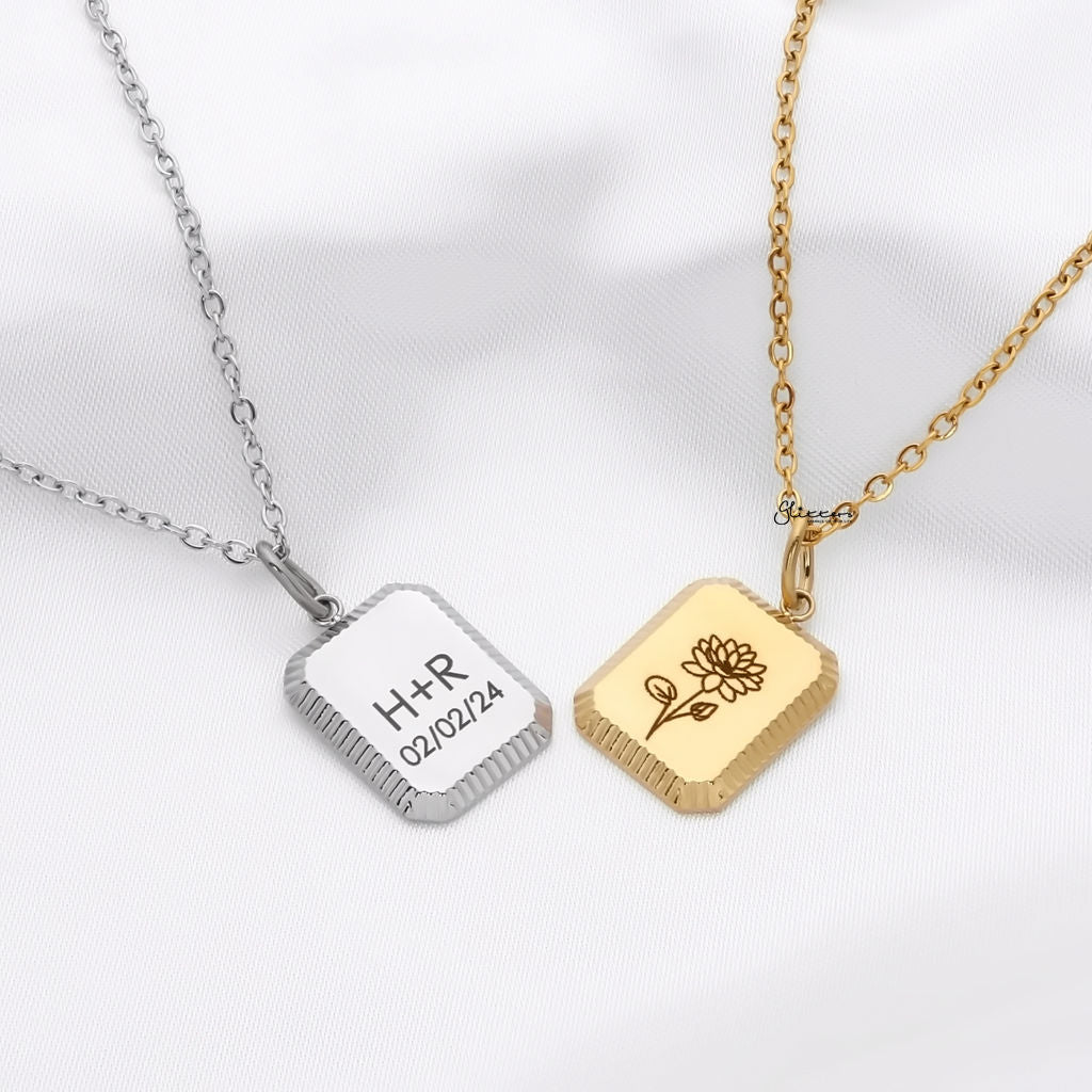 Personalised Embossed Rectangle Pendant Necklace-Personalised Jewellery-1-Glitters