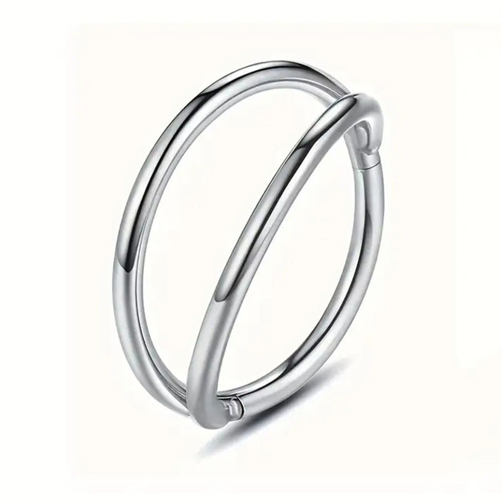 Two Lines Hinged Segment Nose Hoop Rings-Nose Rings-1-Glitters