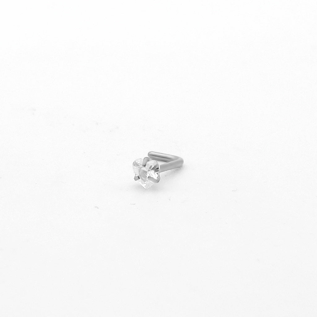 3mm Heart C.Z L Bend Nose Stud