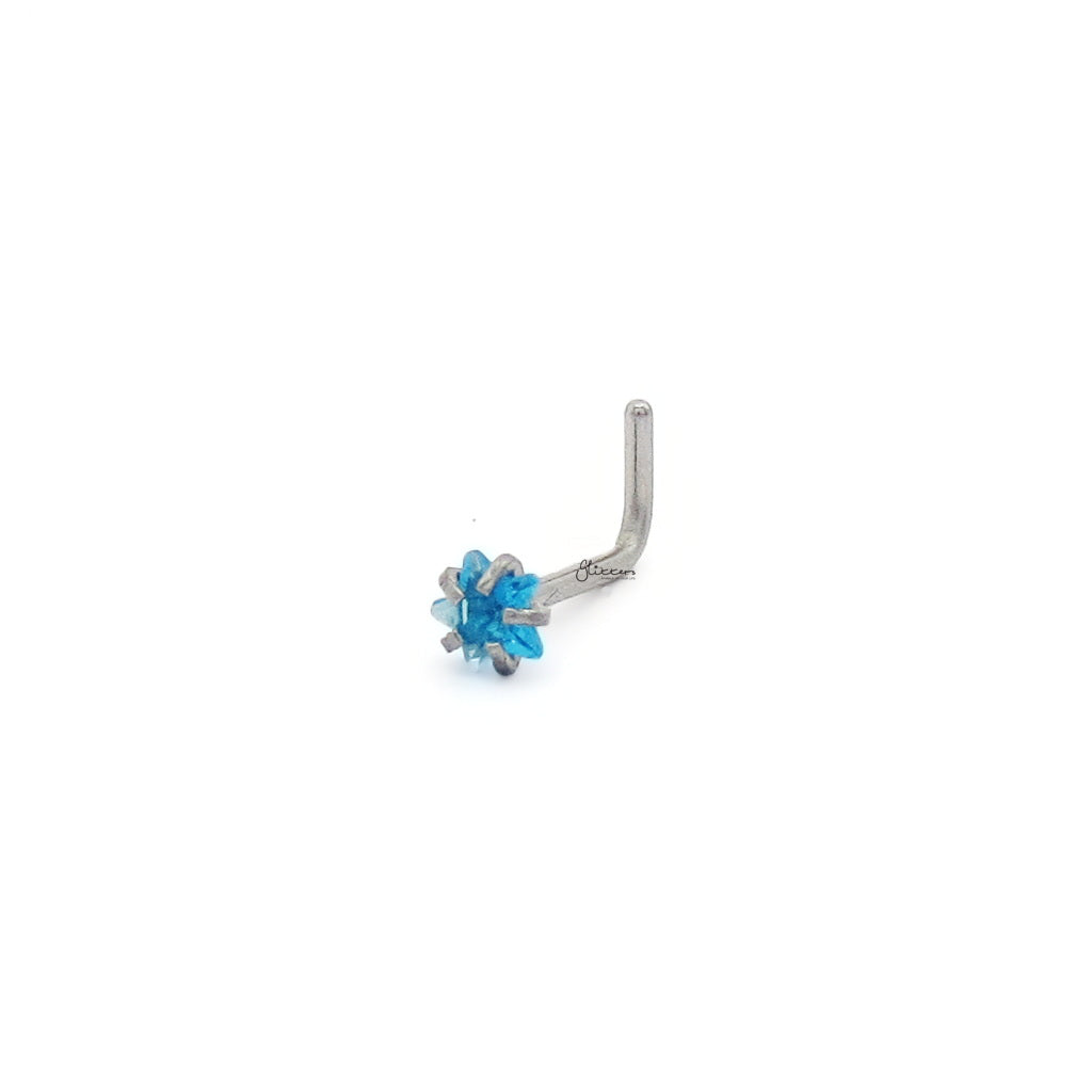 3mm Aqua Star C.Z L Bend Nose Stud