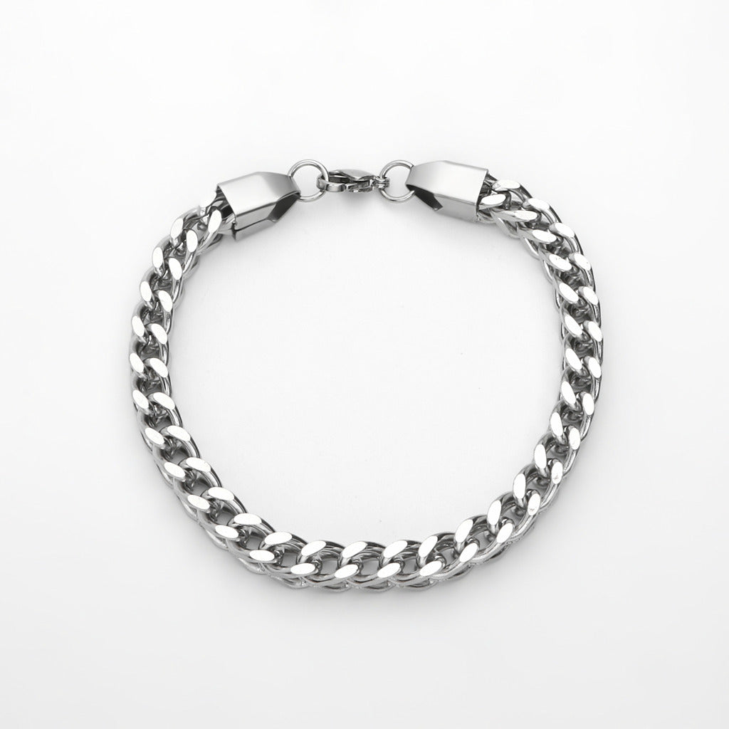 Stainless Steel 6mm Square Franco Link Bracelet-Stainless Steel Bracelets-1-Glitters