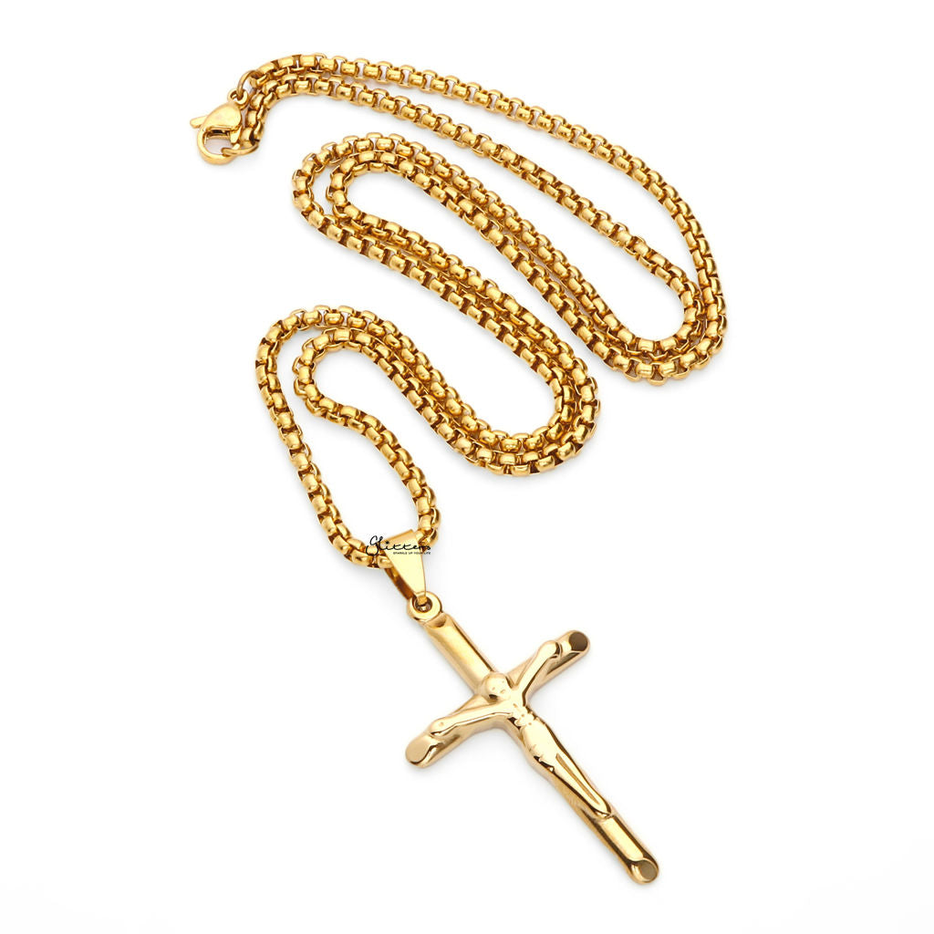 Stainless Steel Crucifix Cross Pendant - Gold-Pendants-3-Glitters