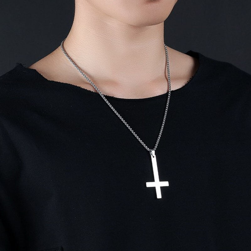 Stainless Steel Inverted Cross Pendant - Gold